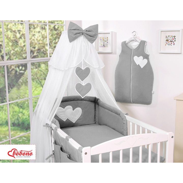 Tinklelis nuo uodų iš šifono Hanging Hearts, antracito spalvos