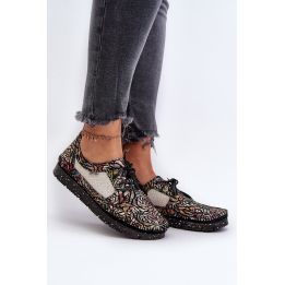 Raštuotos moteriškos loafer tipo basutės Maciejka 06347-01, juodos spalvos