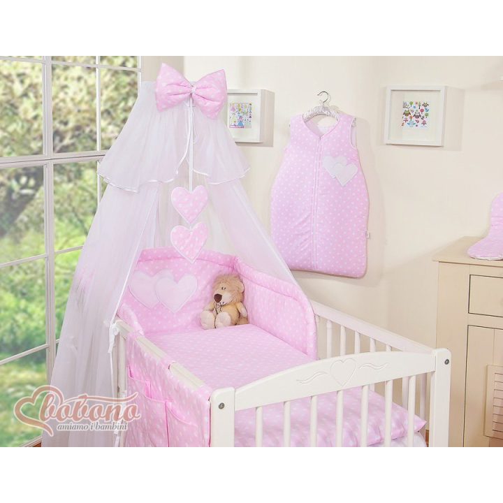 Patalynės komplektas su tinkleliu Rožinis Hanging Hearts