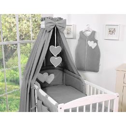 Patalynės komplektas su baldakimu Hanging Hearts pilkas