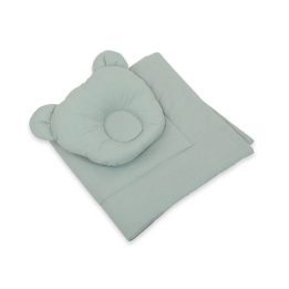Pledas su pagalvėle, 2 dalių rinkinys, pasteliai žalias
