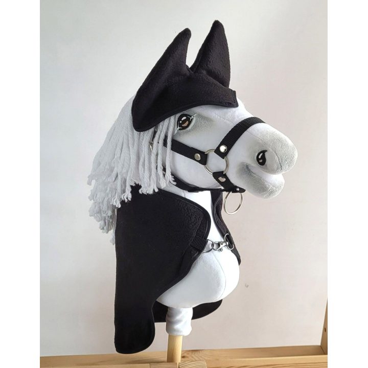 Hobby Horse rinkinys: juodas flisinis pledas ir ausinukai