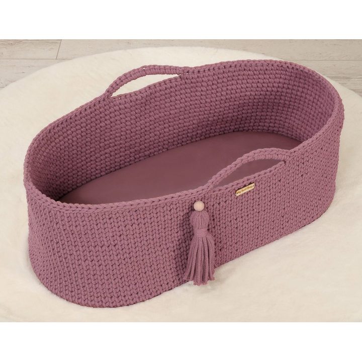 Medvilninė paklodė lopšio čiužiniui 75x35 cm, violetinė