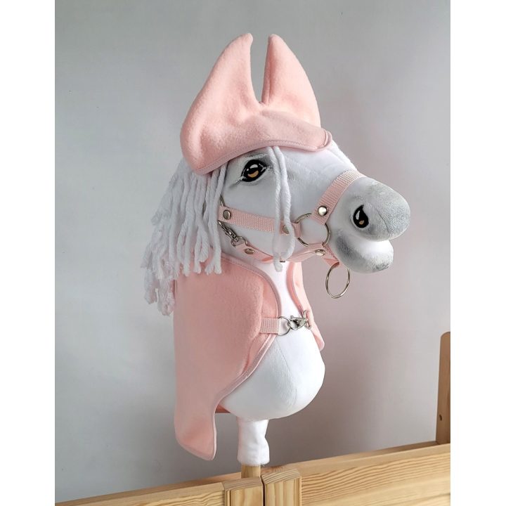 Rinkinys Hobby Horse arkliukui: rožinė vilnonė antklodė ir ausinukai