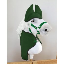 hobby horse žirgui rinkinys: žalia vilnonė antklodė ir ausinės