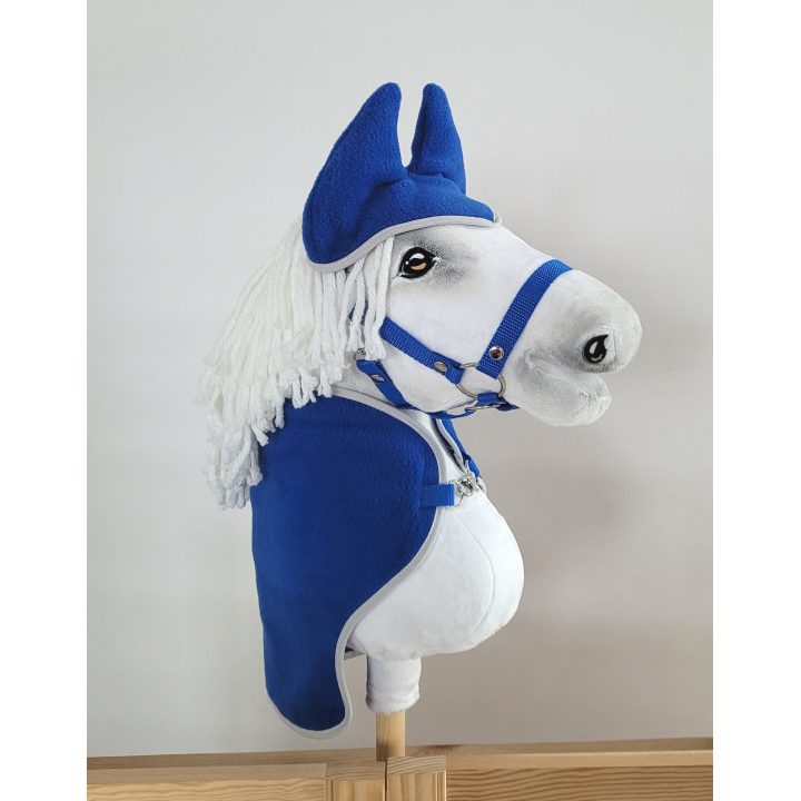 Rinkinys hhobby horse : tamsiai mėlynas pledas ir ausinukai