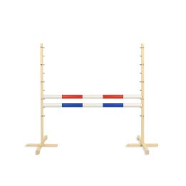 Šokinėjimo kliūtis hobby horse su raudona ir mėlyna kartimi