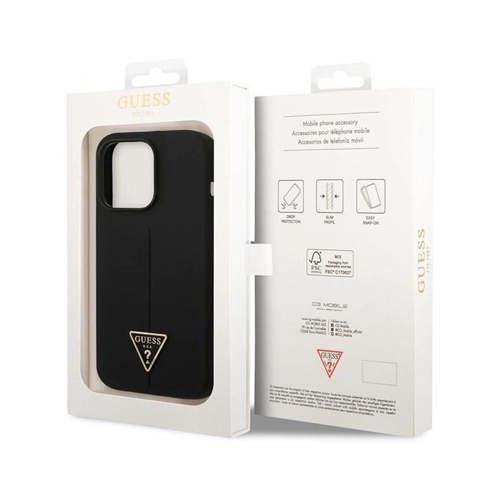 Telefono dėklas iPhone 14 Pro juodas silikoninis Guess