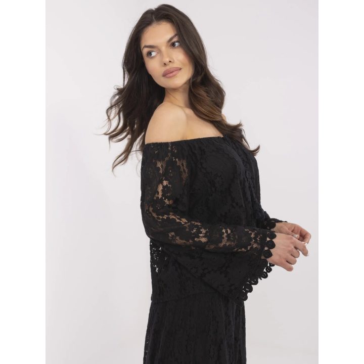 Palaidinė juoda elegantiška ilgarankovė