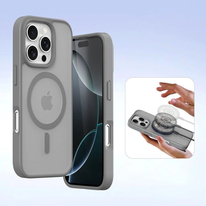 Odinis pilkas dėklas su nuimama magnetine pinigine iPhone 16 Pro Max