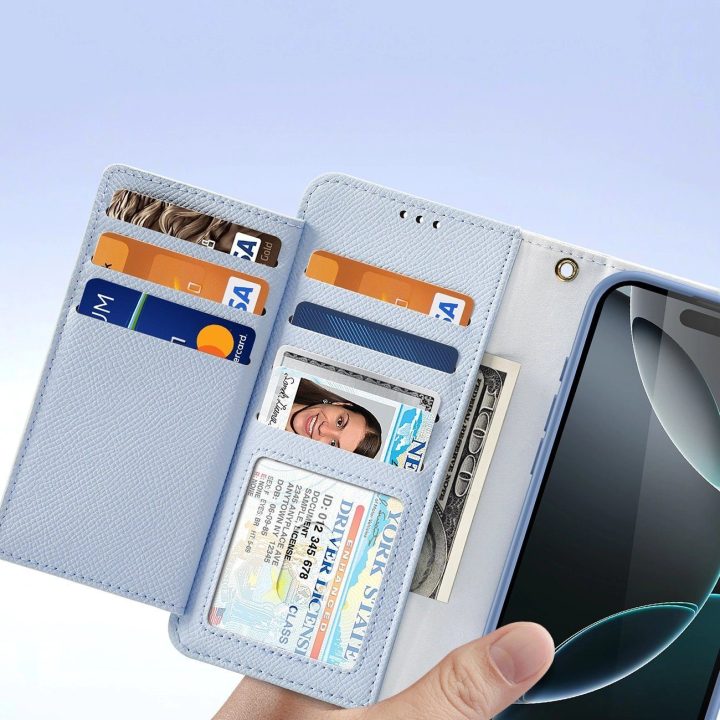 Odinis mėlynas iPhone 16 Pro Max dėklas su nuimama pinigine