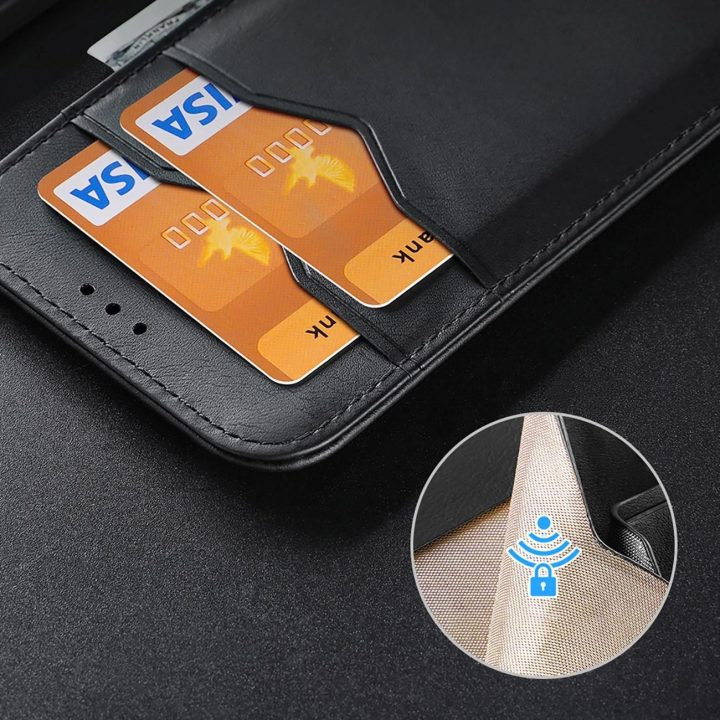Dėklas su atvartu ir RFID apsauga Samsung Galaxy S25 Edge, juodas