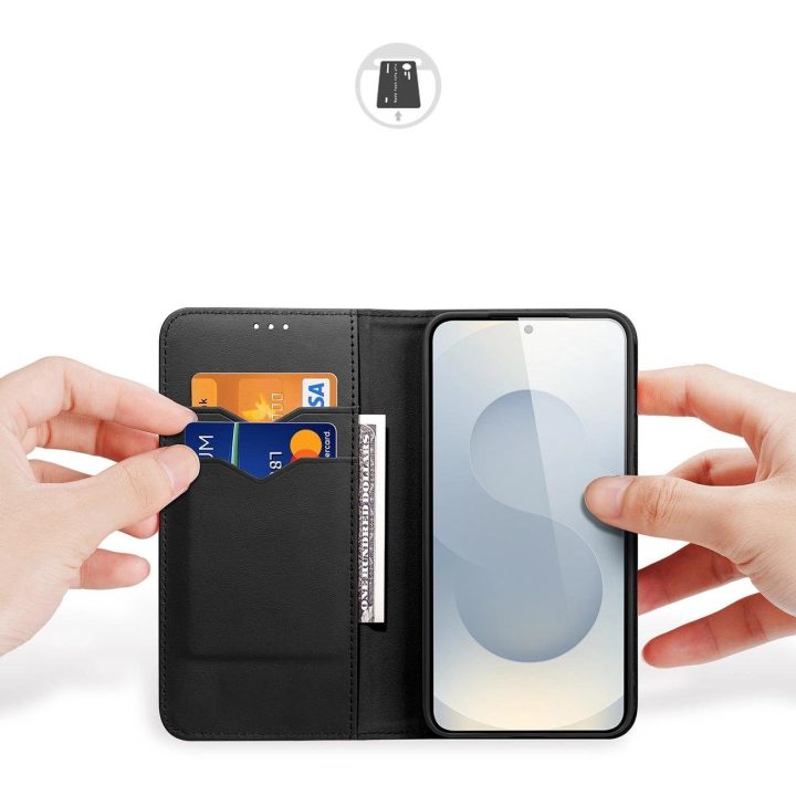 Dėklas su atvartu ir RFID apsauga Samsung Galaxy S25 Edge, juodas