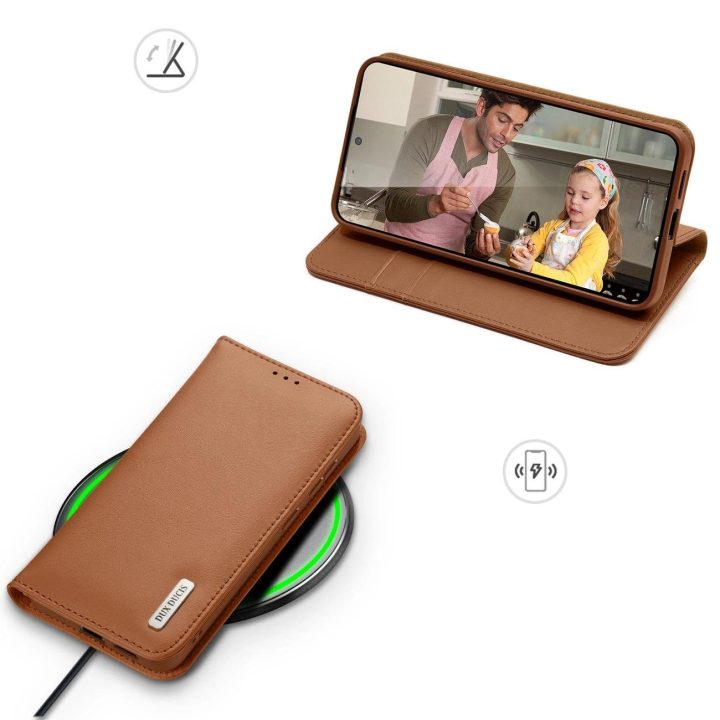 Dėklas su atvartu ir RFID apsauga Samsung Galaxy S25 Edge, rudas