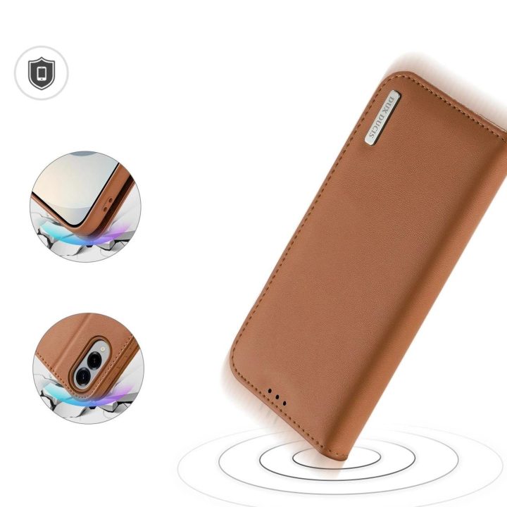Dėklas su atvartu ir RFID apsauga Samsung Galaxy S25 Edge, rudas