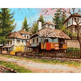 Tapyba pagal skaičius su kaimo peizažu 40x50 cm