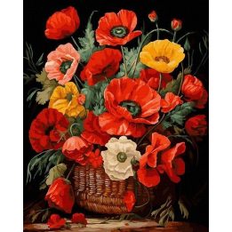 Tapyba pagal skaičius su aguonomis, 40x50 cm