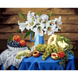 Tapyba pagal skaičius su kaimiškais vaisiais 40x50 cm