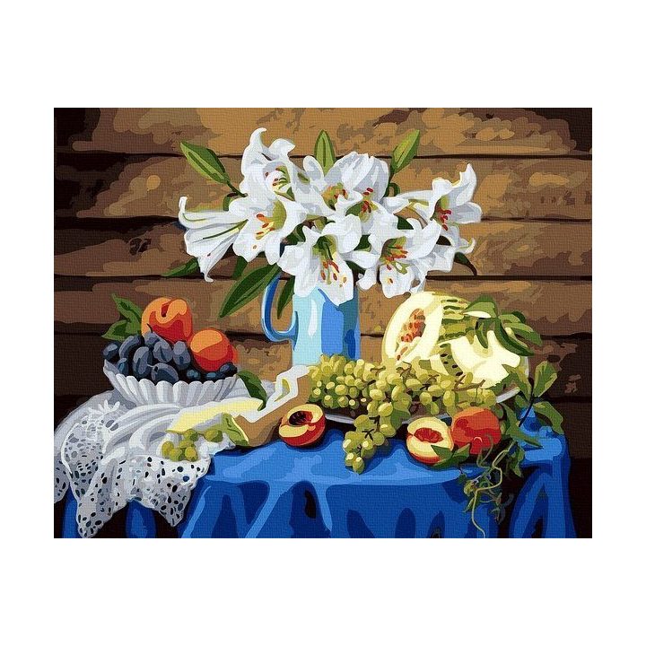 Tapyba pagal skaičius su kaimiškais vaisiais 40x50 cm