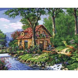 Tapyba pagal skaičius Kotedžas prie upės 40x50 cm
