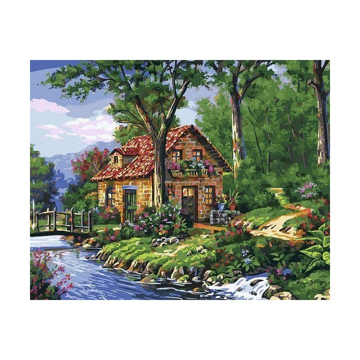Tapyba pagal skaičius Kotedžas prie upės 40x50 cm