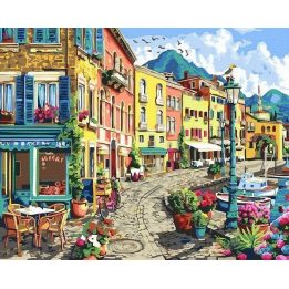 Tapyba pagal skaičius Spalvinga gatvės scena 40x50 cm
