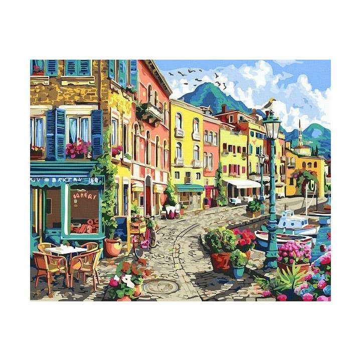 Tapyba pagal skaičius Spalvinga gatvės scena 40x50 cm