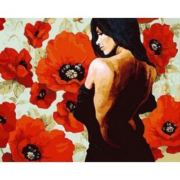 Tapyba pagal skaičius mergina su aguonomis 40x50 cm