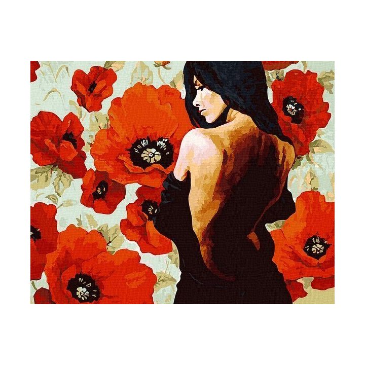 Tapyba pagal skaičius mergina su aguonomis 40x50 cm