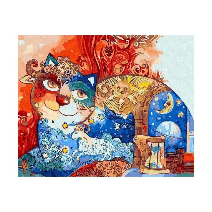 Tapyba pagal skaičius spalvota katė 40x50 cm
