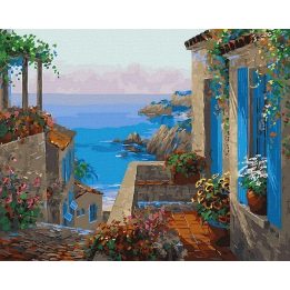 Tapyba pagal skaičius Viduržemio jūros peizažas 40x50 cm