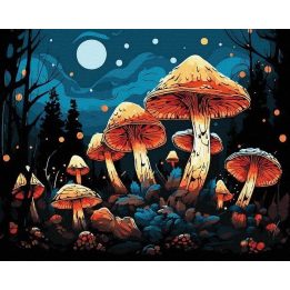 Tapyba pagal skaičius Mistiniai grybai 40x50 cm