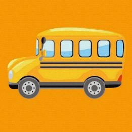 Tapyba pagal skaičius Mokyklinis autobusas 20x20 cm