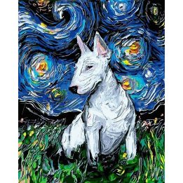 Tapyba pagal skaičius Žvaigždėtas nakties šuo 40x50 cm