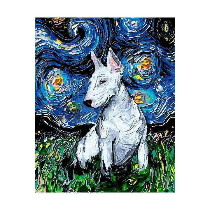 Tapyba pagal skaičius Žvaigždėtas nakties šuo 40x50 cm