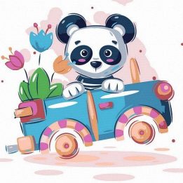 Tapyba pagal skaičius Panda automobilyje 20x20 cm