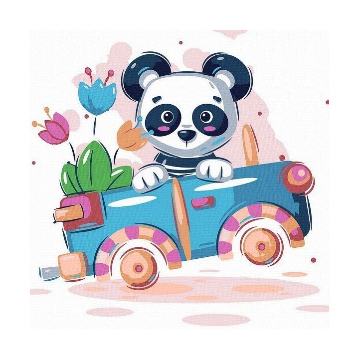 Tapyba pagal skaičius Panda automobilyje 20x20 cm