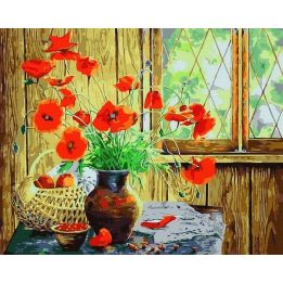 Tapyba pagal skaičius Aguonų išdėstymas 40x50 cm