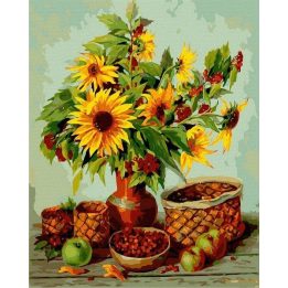 Tapyba pagal skaičius Saulėgrąžų krepšelis 40x50 cm