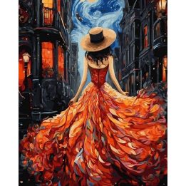 Tapyba pagal skaičius Ponia raudona suknele 40x50 cm