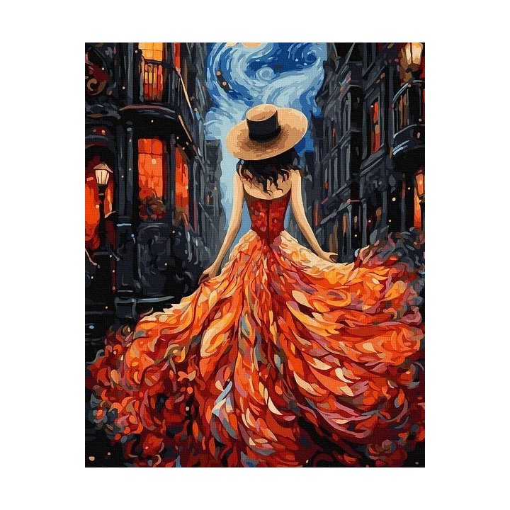 Tapyba pagal skaičius Ponia raudona suknele 40x50 cm
