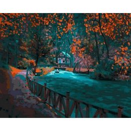 Tapyba pagal skaičius Rudens upės scena 40x50 cm