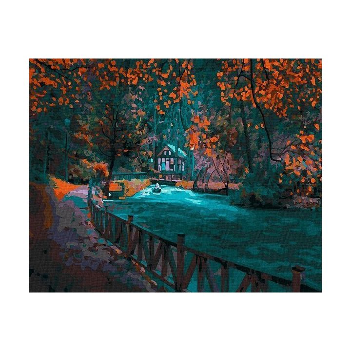Tapyba pagal skaičius Rudens upės scena 40x50 cm