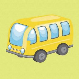 Tapyba pagal skaičius Geltonas autobusas 20x20 cm