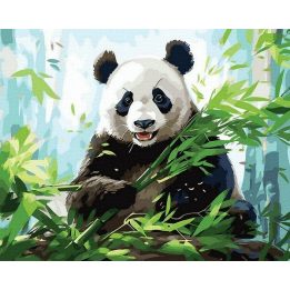 Tapyba pagal skaičius Panda valgo bambuką 40x50 cm