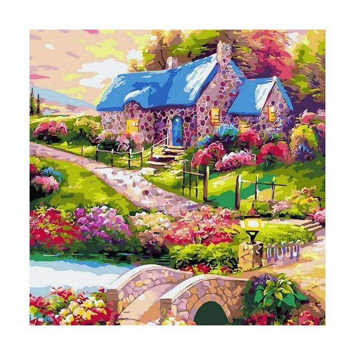 Tapyba pagal skaičius Kaimo kotedžas 40x40 cm