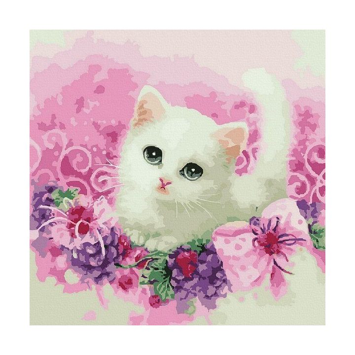 Tapyba pagal skaičius Baltas kačiukas 40x40 cm