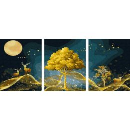 Tapyba pagal skaičius Aukso medžiai su elniais“, 40 × 50 cm