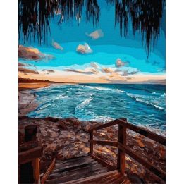 Tapyba pagal skaičius pajūrio peizažui, 40×50 cm