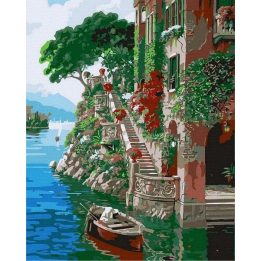 Tapyba pagal skaičius – vila prie ežero, 40x50 cm